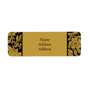 Antique Gold Floral Indian Lac-work Black Pattern Label