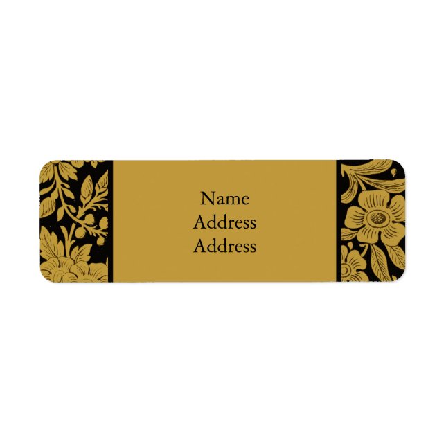 Antique Gold Floral Indian Lac-work Black Pattern Label (Front)