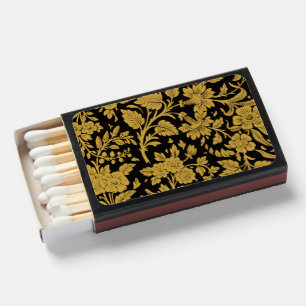 Antique Gold Floral Indian Lac-work Black Pattern Matchboxes
