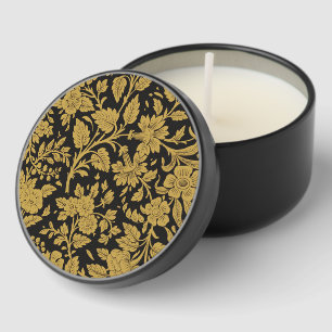 Antique Gold Floral Indian Lac-work Black Pattern Mini Candle Favors