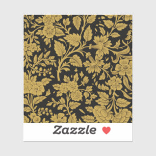 Antique Gold Floral Indian Lac-work Black Pattern Sticker