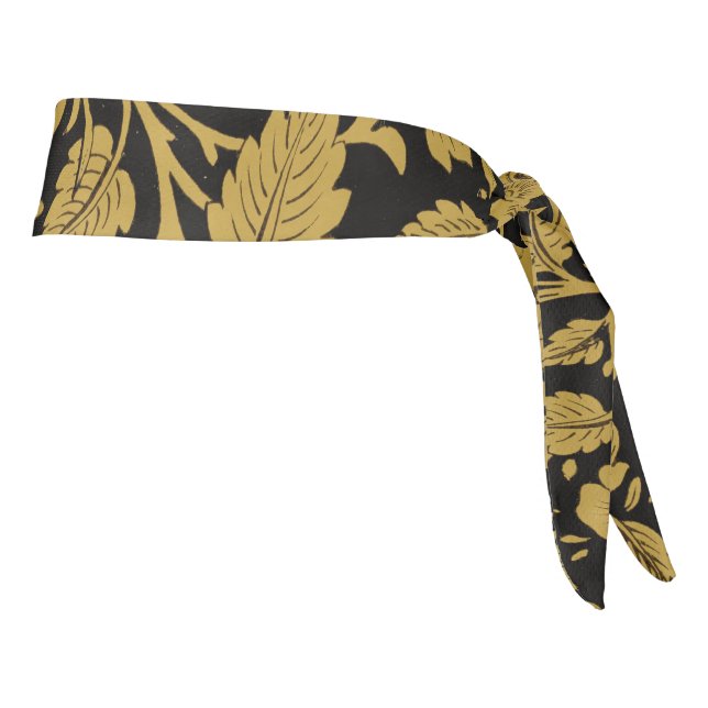 Antique Gold Floral Indian Lac-work Black Pattern Tie Headband (Rotate 90)