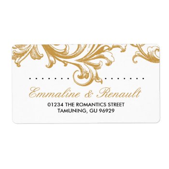 Antique Gold Floral Wedding Address Labels by RenImasa at Zazzle
