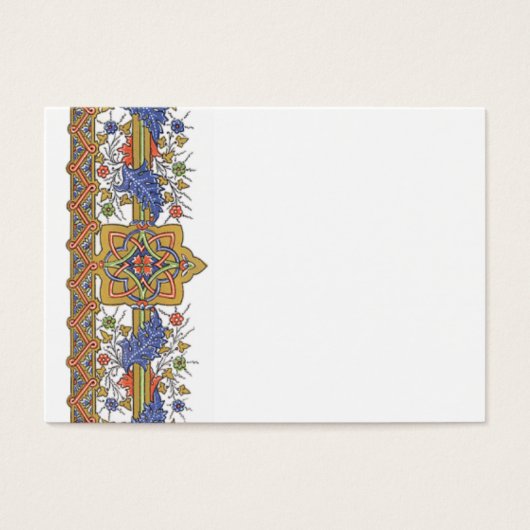 Antique Gold Floral with Blue Leaf Border Template (Front)