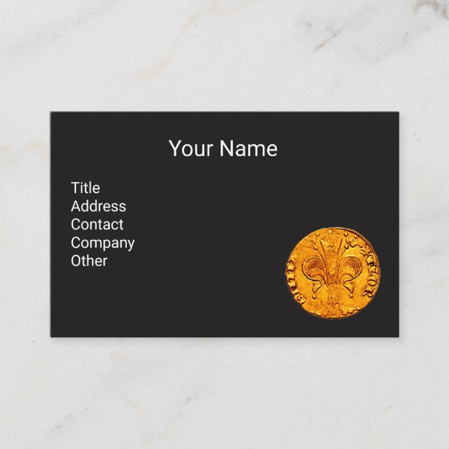 ANTIQUE GOLD FLORENTINE FORINT Black Business Card (Front)