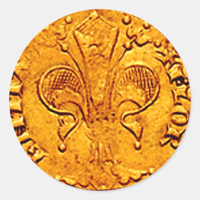 ANTIQUE GOLD FLORENTINE FORINT CLASSIC ROUND STICKER (Front)