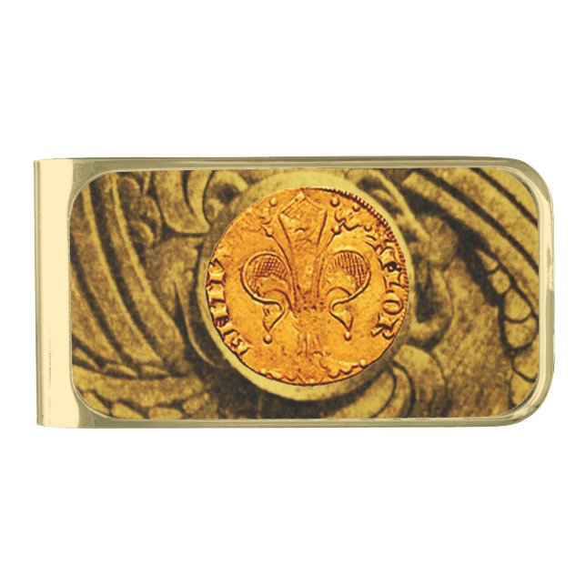ANTIQUE GOLD FLORENTINE FORINT FINISH MONEY CLIP (Front)