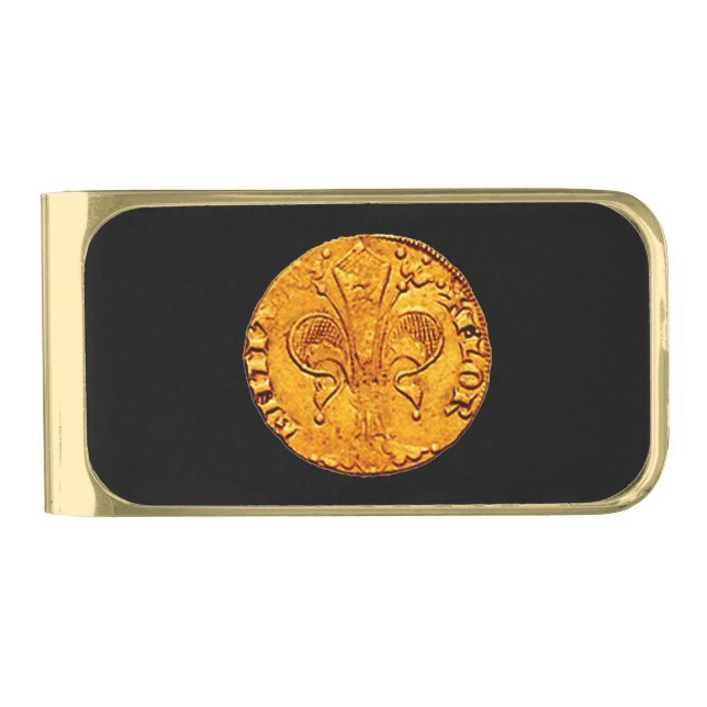 ANTIQUE GOLD FLORENTINE FORINT GOLD FINISH MONEY CLIP (Front)