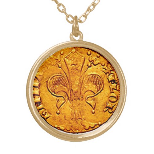 ANTIQUE GOLD FLORENTINE FORINT GOLD PLATED NECKLACE