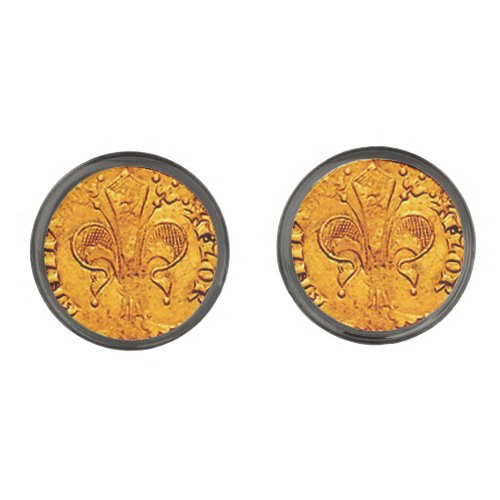 ANTIQUE GOLD FLORENTINE FORINT GUNMETAL FINISH CUFFLINKS