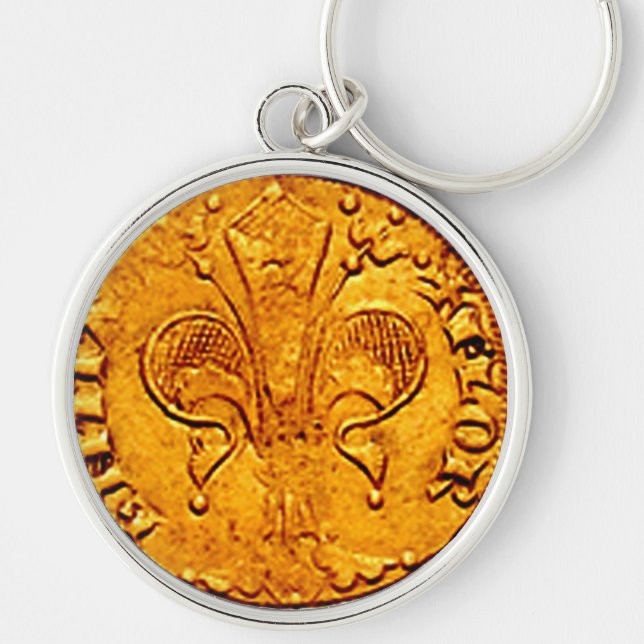 ANTIQUE GOLD FLORENTINE FORINT KEYCHAIN (Front)