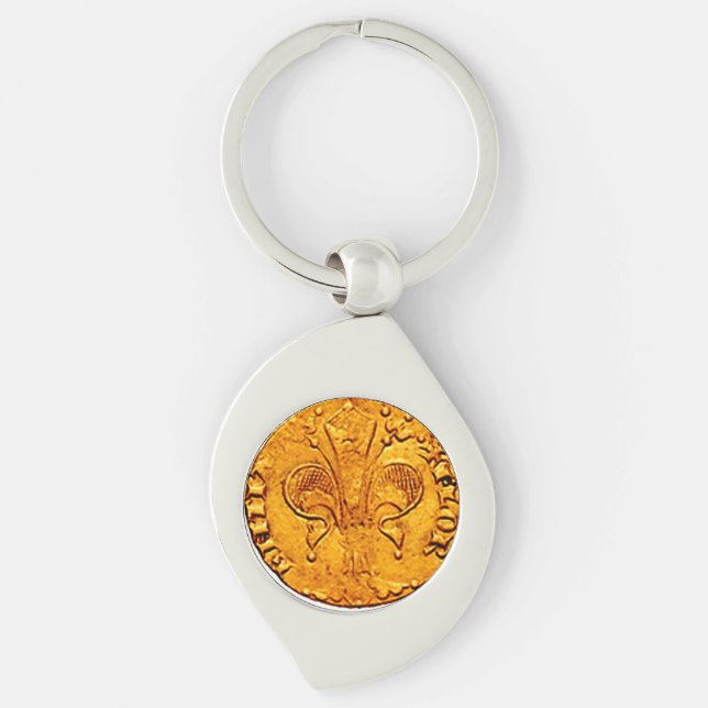 ANTIQUE GOLD FLORENTINE FORINT KEYCHAIN (Front)