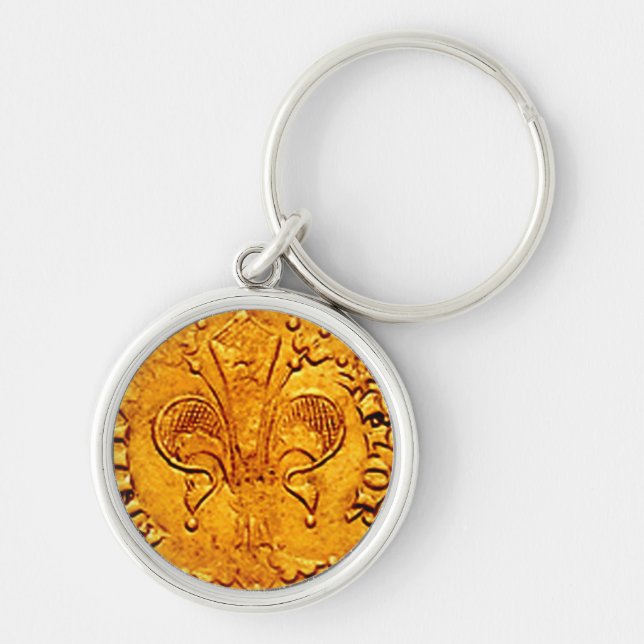ANTIQUE GOLD FLORENTINE FORINT KEYCHAIN (Front)