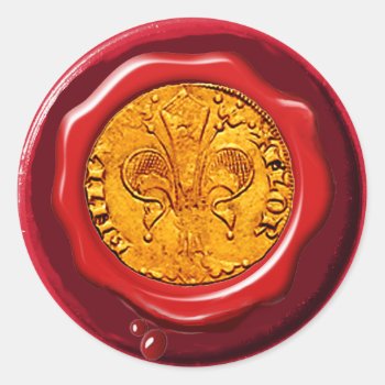 Antique Gold Florentine Forint Red Wax Seal by AiLartworks at Zazzle