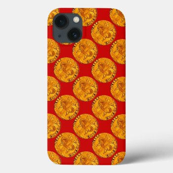 Antique Gold Florentine Forint Royal Red Iphone 13 Case by AiLartworks at Zazzle