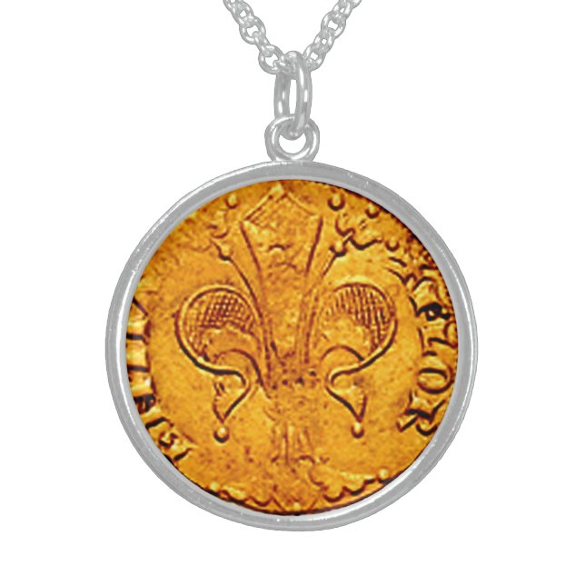 ANTIQUE GOLD FLORENTINE FORINT STERLING SILVER NECKLACE (Front)