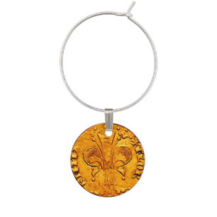 ANTIQUE GOLD FLORENTINE FORINT WINE GLASS CHARM