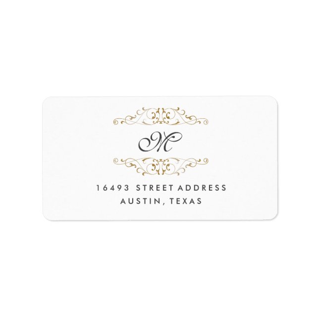 Antique Gold Flourish Monogram Address Labels (Front)