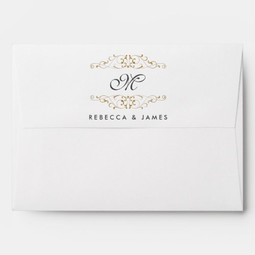 Antique Gold Flourish Monogram Wedding Envelopes