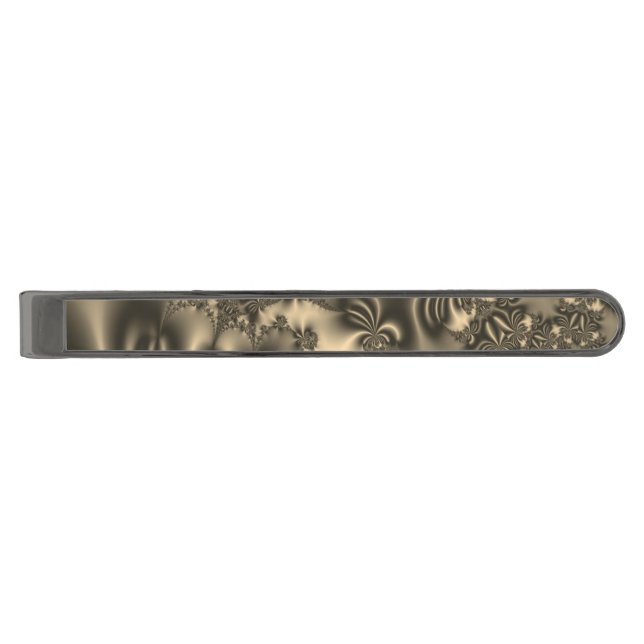 Antique Gold Flowing Fractal Gunmetal Finish Tie Bar (Front)
