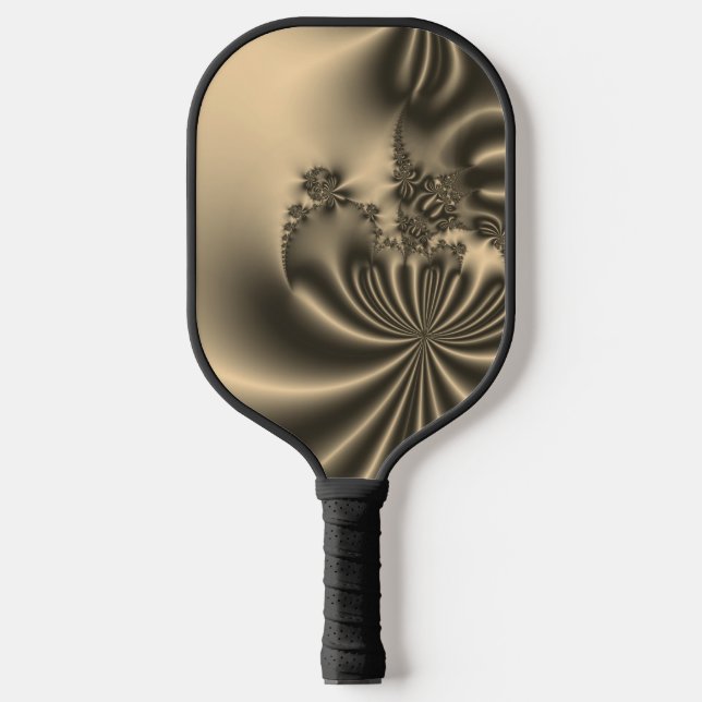 Antique Gold Flowing Fractal Pickleball Paddle (Front)