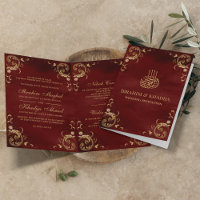 Antique Gold Frame Burgundy Red Islamic Wedding