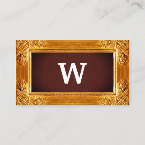 Antique Gold Frame  Luxury Leather Texture Business Card