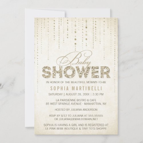 Glitter Look Baby Shower Invitation