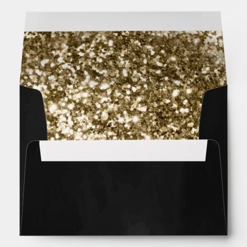Antique Gold Glitter Black Envelope