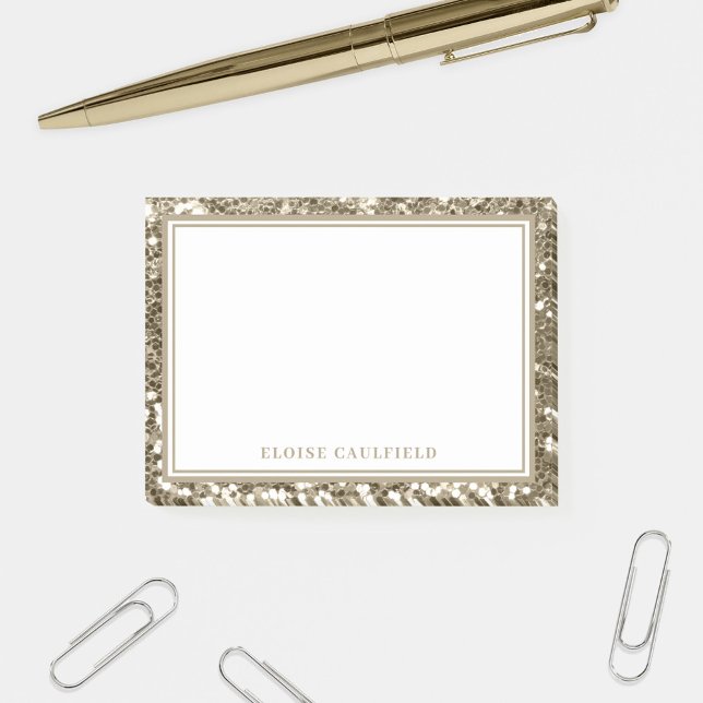 Antique Gold Glitter Bridesmaid Name Favor Post-it Notes (Creator Uploaded)