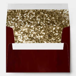 Antique Gold Glitter Burgundy Red Envelope