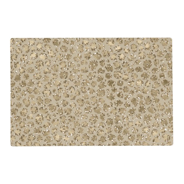 Antique Gold Glitter Leopard Print       Placemat (Front)
