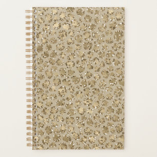 Antique Gold Glitter Leopard Print Planner