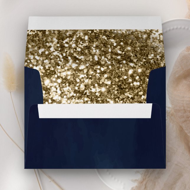 Antique Gold Glitter Navy Blue Envelope (Creator Uploaded)