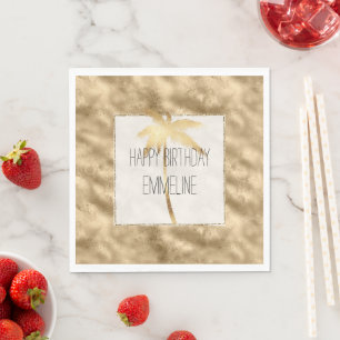 Antique Gold Glitz Palm Tree Napkins