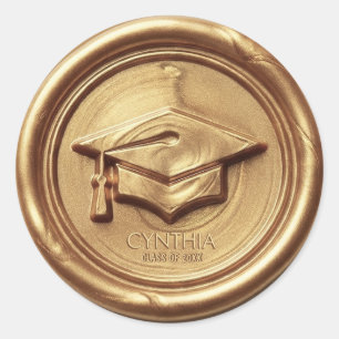 Antique Gold Graduation Cap Gold Wax Seal