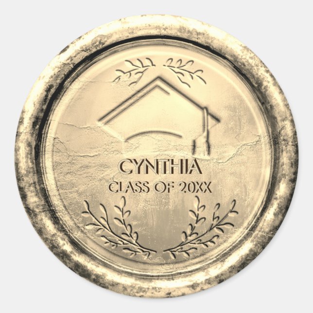 Antique Gold Graduation Cap Gold Wax Seal (Front)