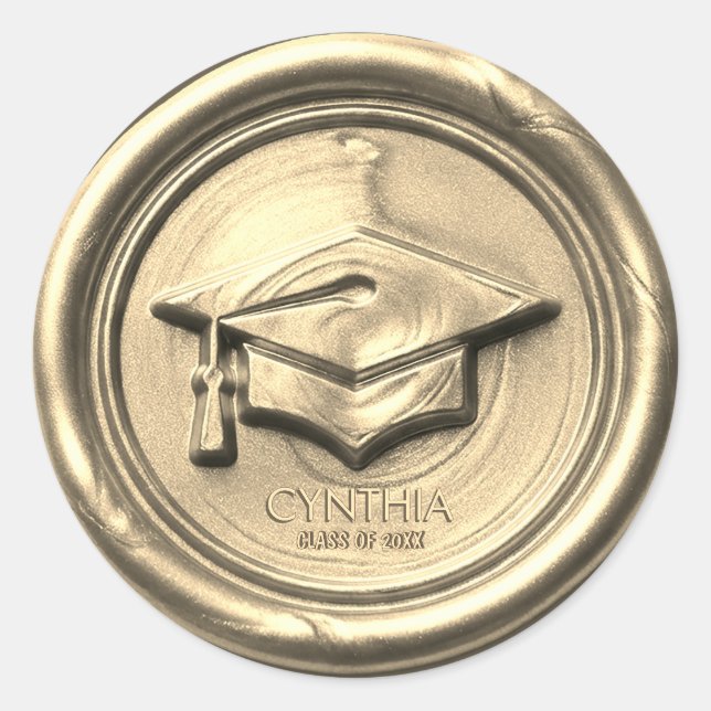Antique Gold Graduation Cap Gold Wax Seal (Front)