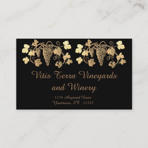 Antique Gold Grapes Vineyard Winery Business Card