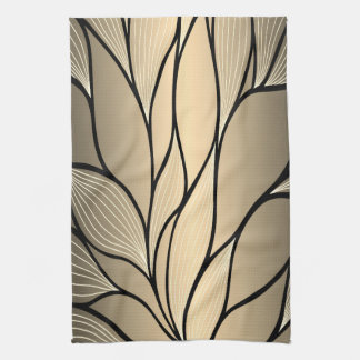Antique Gold Leave Pattern  Kitchen Towel