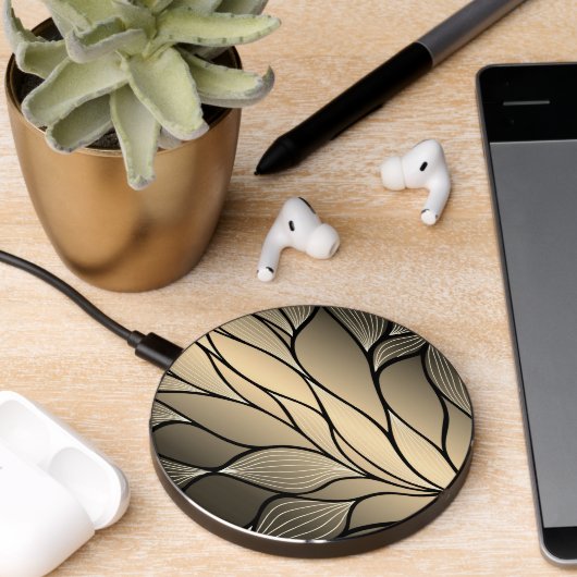 Antique Gold Leave Pattern Wireless Charger (Desk 2)