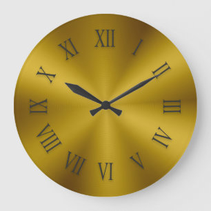 Antique Gold Metallic Clock with Roman Numbers