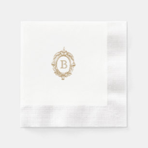 Antique Gold Monogram Crest Wedding Napkins