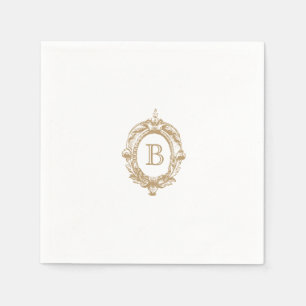 Antique Gold Monogram Crest Wedding Napkins
