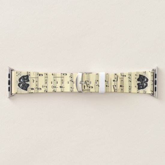 Antique Gold Music and Theater Masks Apple Watch Band