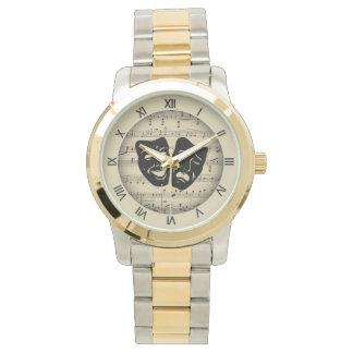 Antique Gold Music and Theater Masks Watch