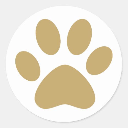 Antique Gold Pet Cat Dog Pawprint Classic Round Sticker
