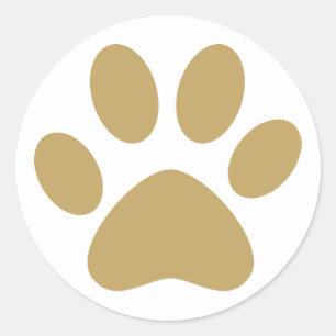 Antique Gold Pet Cat Dog Pawprint Classic Round Sticker