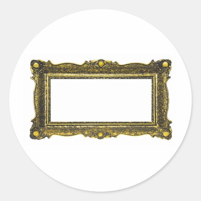 Antique Gold Picture Frame Classic Round Sticker (Front)