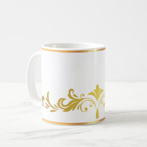 Antique Gold Rimmed Floral Coffee Mug